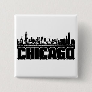 Chicago Skyline 15 Cm Square Badge
