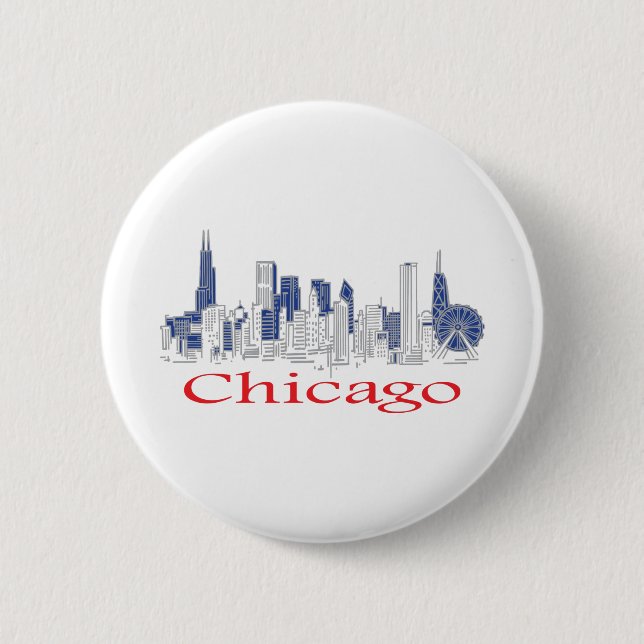 Chicago-Skyline 6 Cm Round Badge (Front)