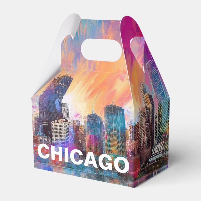 Chicago Skyline Abstract Art Favour Box (Front Side)