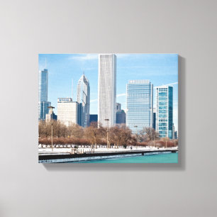 Chicago skyline across frozen Lake Michigan Canvas Print