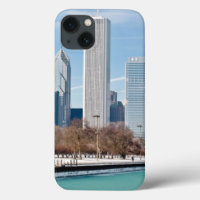 Chicago skyline across frozen Lake Michigan