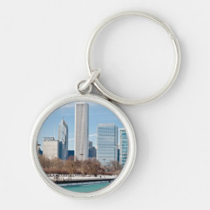 Chicago skyline across frozen Lake Michigan Key Ring