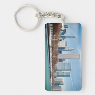 Chicago skyline across frozen Lake Michigan Key Ring