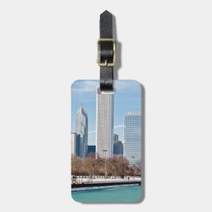 Chicago skyline across frozen Lake Michigan Luggage Tag