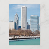 Chicago skyline across frozen Lake Michigan