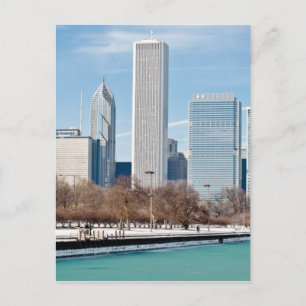Chicago skyline across frozen Lake Michigan Postcard