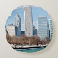 Chicago skyline across frozen Lake Michigan