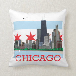 Chicago Skyline and City Flag Cushion