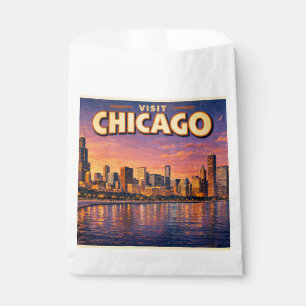Chicago skyline and Lake Michigan in the evening Favour Bags