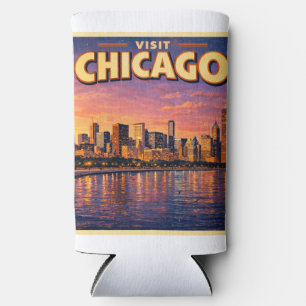 Chicago skyline and Lake Michigan in the evening Seltzer Can Cooler