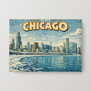 Chicago skyline and Lake Michigan in winter