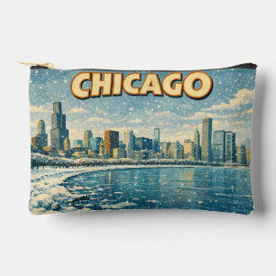 Chicago skyline and Lake Michigan in winter  Accessory Pouch