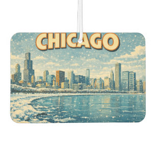 Chicago skyline and Lake Michigan in winter  Car Air Freshener