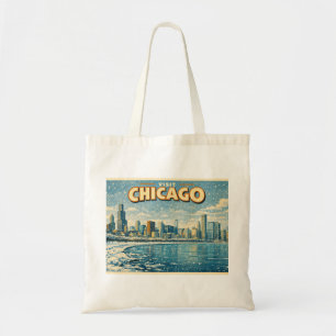 Chicago skyline and Lake Michigan in winter Tote Bag