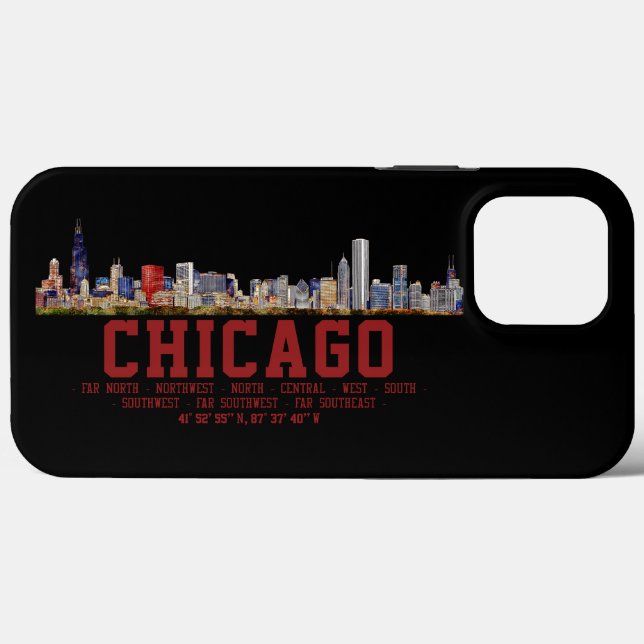 Chicago Skyline.  Area Names and Coordinates Case-Mate iPhone Case (Back (Horizontal))