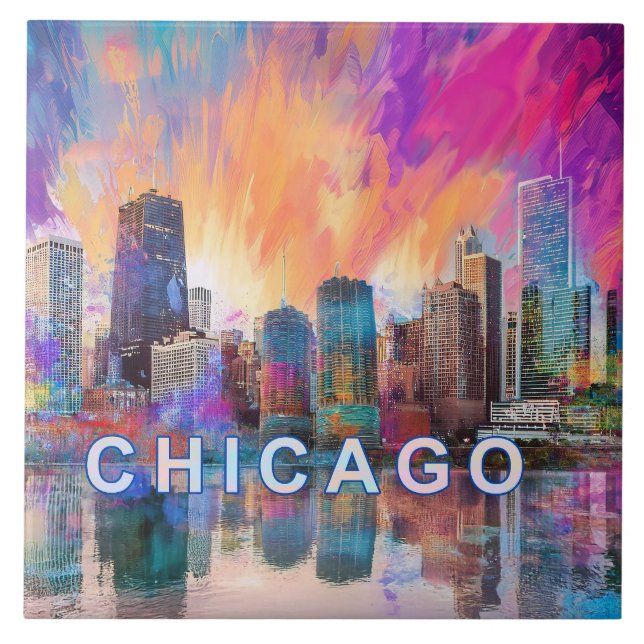 Chicago Skyline Art  Tile (Front)