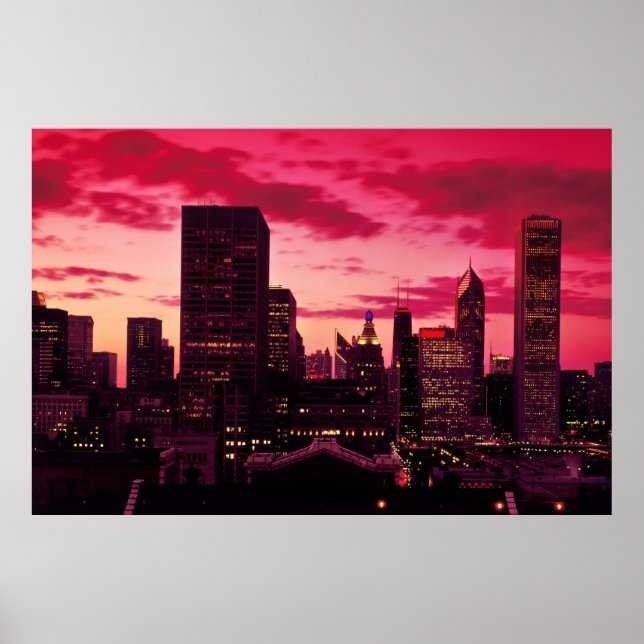Chicago Skyline at Dusk Poster (Front)