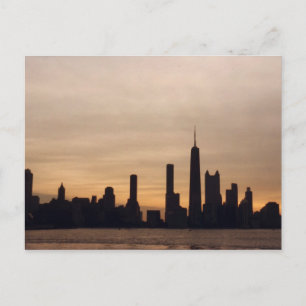 Chicago Skyline At Sunset Postcard