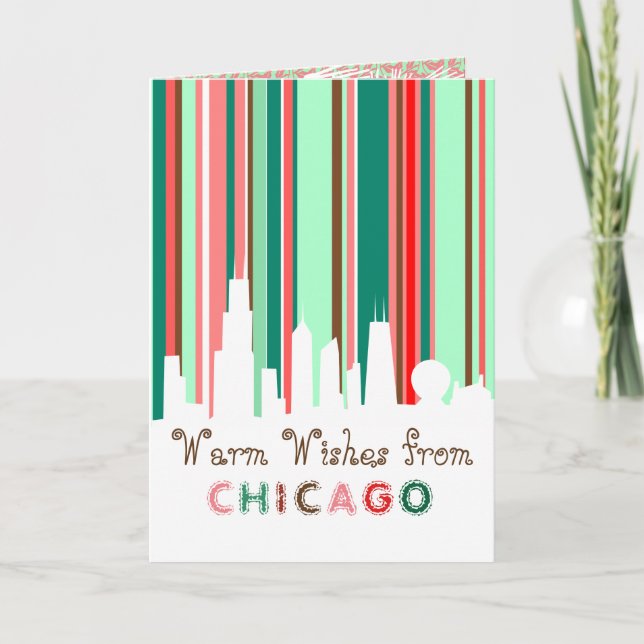 Chicago skyline Best wishes holiday card (Front)