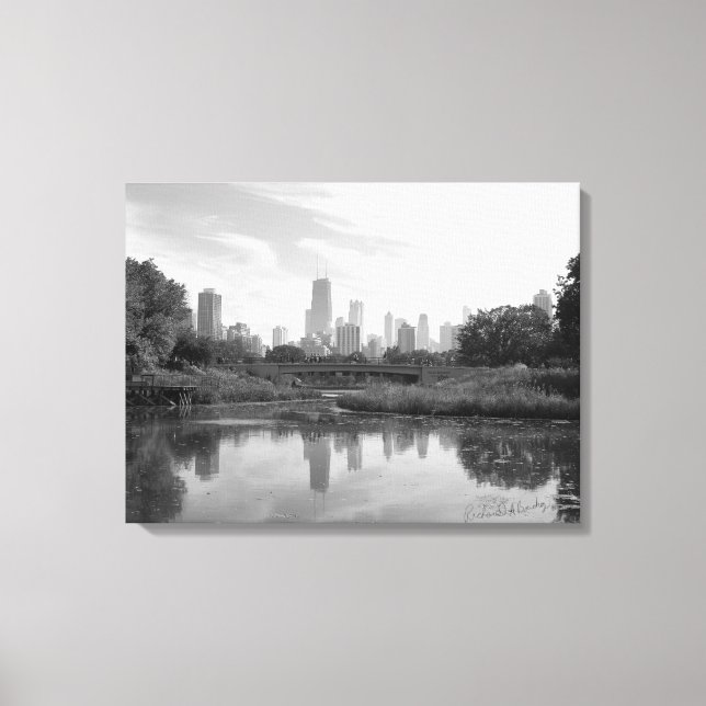 Chicago Skyline Black and White Large Photo Print (Front)