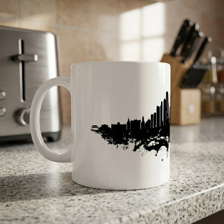 Chicago Skyline Black White Watercolor City Art Coffee Mug