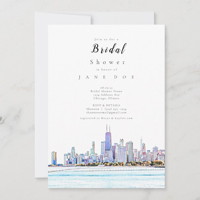 Chicago Skyline Bridal Shower Invitation (Front)