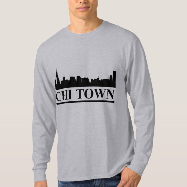 Chicago Skyline Chi Town Mens LS T-shirt (Front)