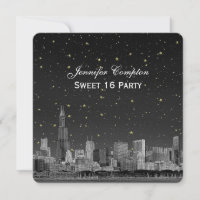 Chicago Skyline Etch Grey Starry SQ Sweet 16