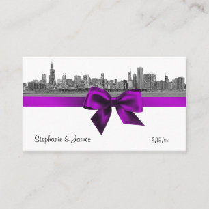 Chicago Skyline Etched BW Violet Escort Cards