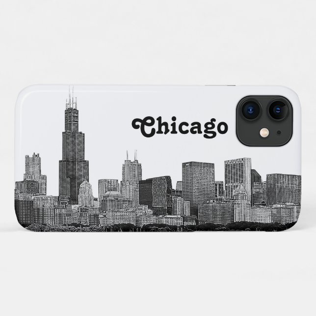 Chicago Skyline Etched Case-Mate iPhone Case (Back (Horizontal))