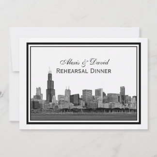 Chicago Skyline Etched Framed #2 H Rehearsal Invitation