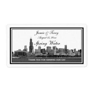 Chicago Skyline Etched Framed H Water Bottle