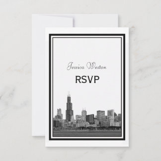 Chicago Skyline Etched Framed RSVP Card