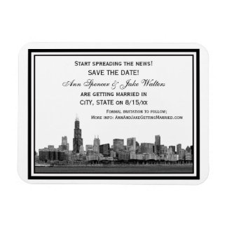 Chicago Skyline Etched Framed Save the Date Magnet