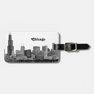 Chicago Skyline Etched Luggage Tag