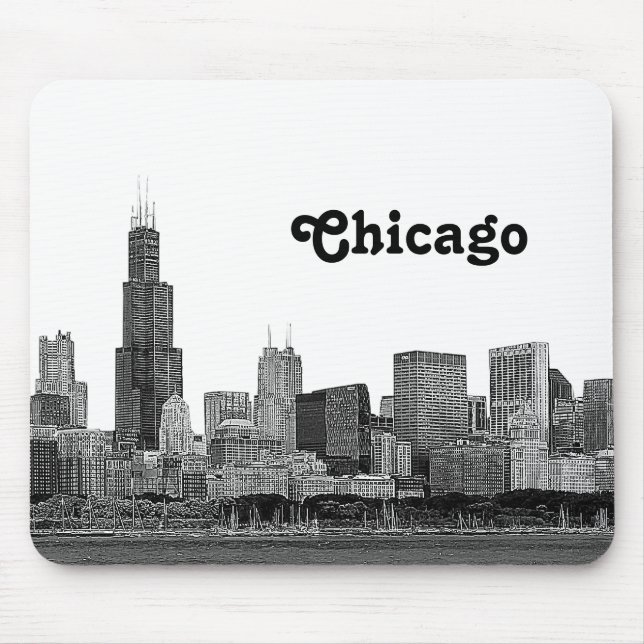 Chicago Skyline Etched Mouse Pad (Front)