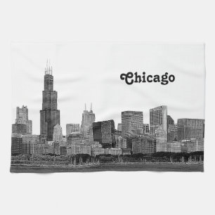Chicago Skyline Etched Tea Towel