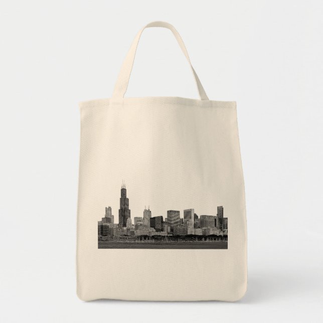 Chicago Skyline Etched Tote Bag (Front)