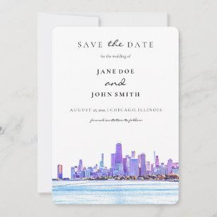Chicago Skyline flat Save The Date Card
