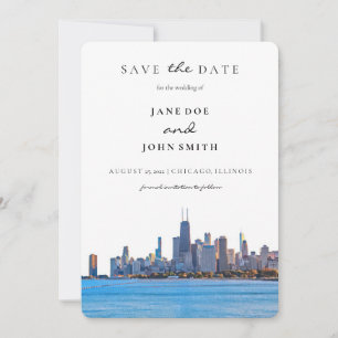 Chicago Skyline flat Save The Date Card