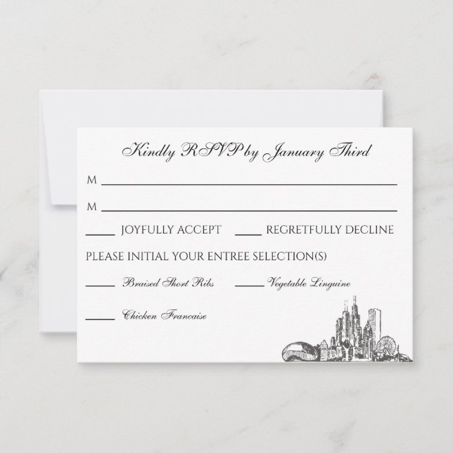 Chicago Skyline Flat Thank You Card (Front)