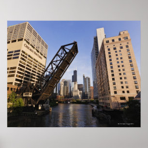 Chicago Skyline from the Kinzie Street Bridge Poster