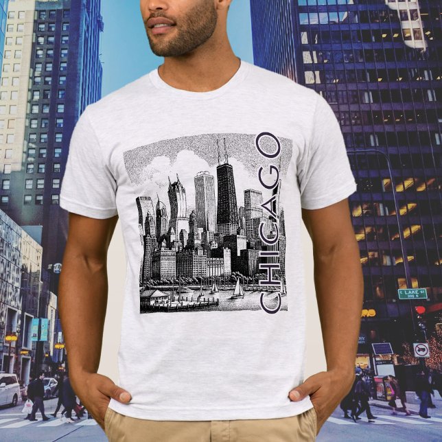CHICAGO Skyline Graphic T-Shirt  (Premium graphic featuring the Chicago landscape and skyline.)