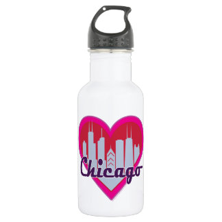 Chicago Skyline Heart 532 Ml Water Bottle
