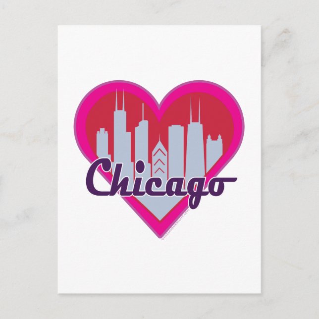 Chicago Skyline Heart Postcard (Front)