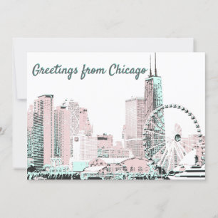 Chicago skyline Holiday stylish postcard