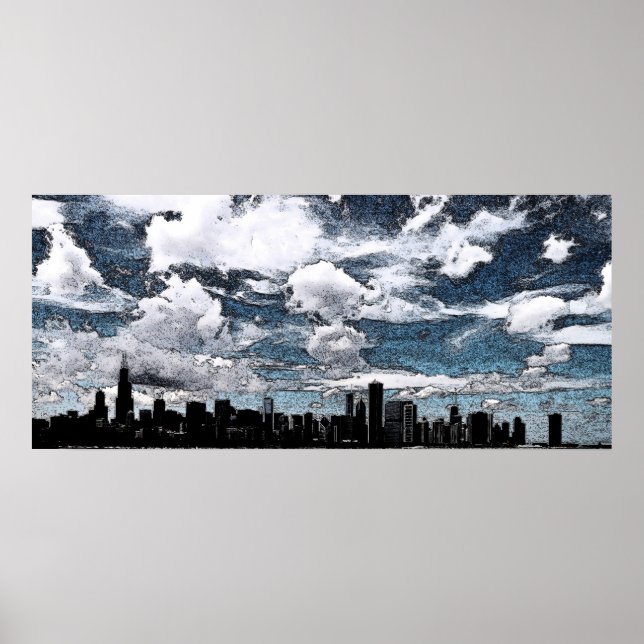 Chicago Skyline, Ink Poster (Front)