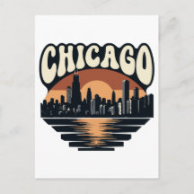 Chicago Skyline Lake Michigan Vintage Willis Tower
