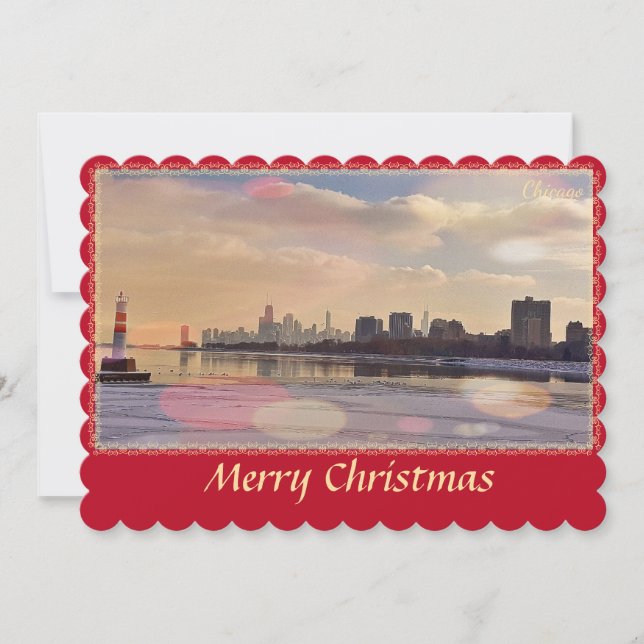 Chicago Skyline Merry Christmas card (Front)