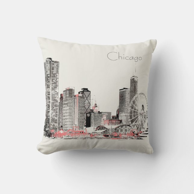 Chicago Skyline modern design Cushion (Front)